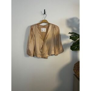 WEAR CISSA The Lady Sueded Silk Wrap Top Champagne XS